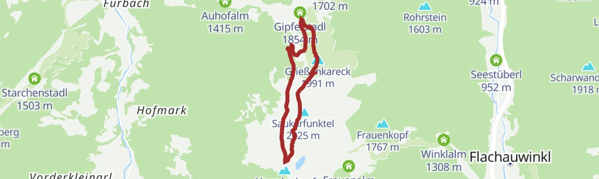 Route map: Bettlersteig - Bergstation Flying Mozart - Wagrainer Haus- Grießenkareck